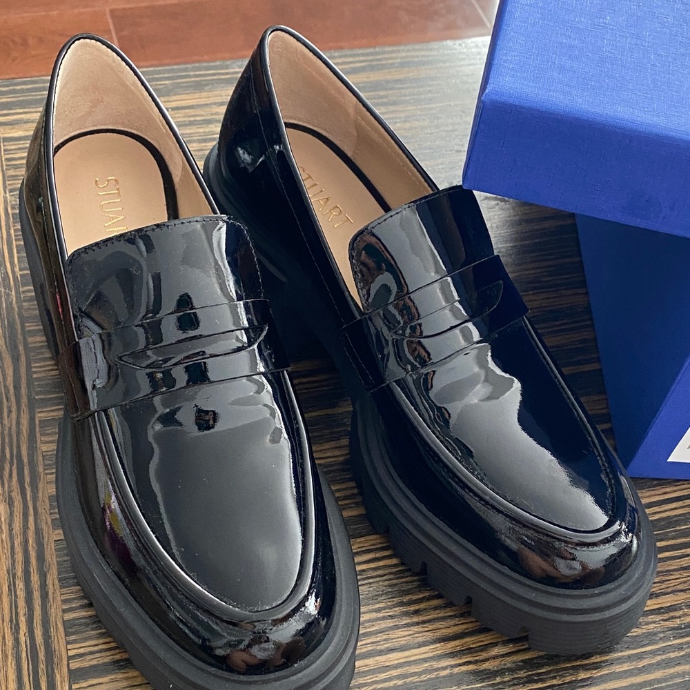 Stuart Weitzman Patent Black Loafers